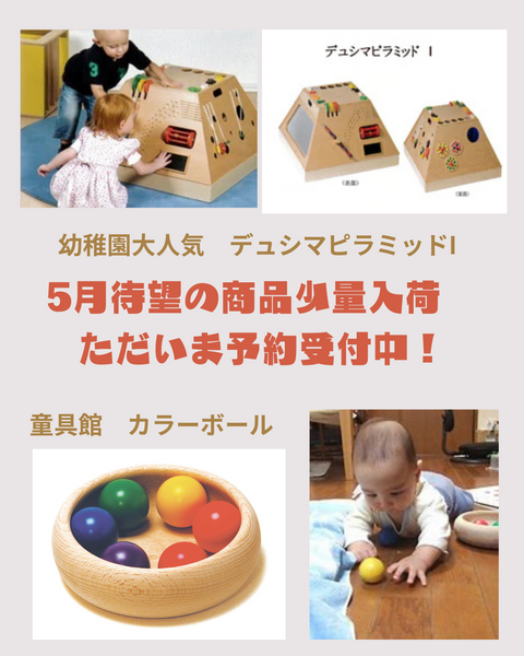 5月末少量入荷します。”デュシマピラミッと童具館のカラーボール”